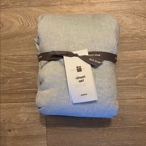 West Elm Belgian European linen Sheet Set queen size new